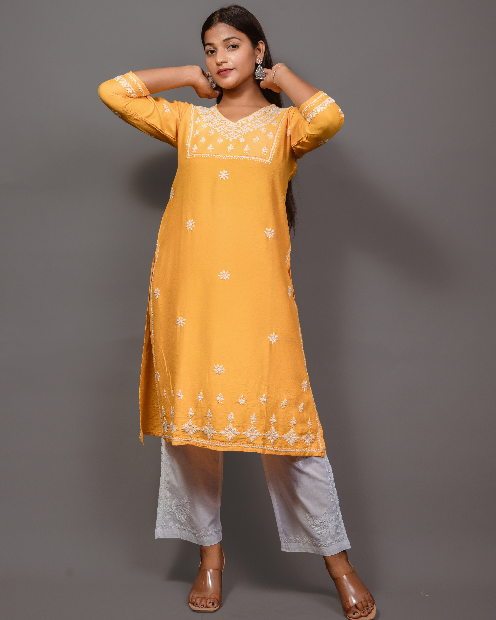 Chanderi Chikankari Solid Women&