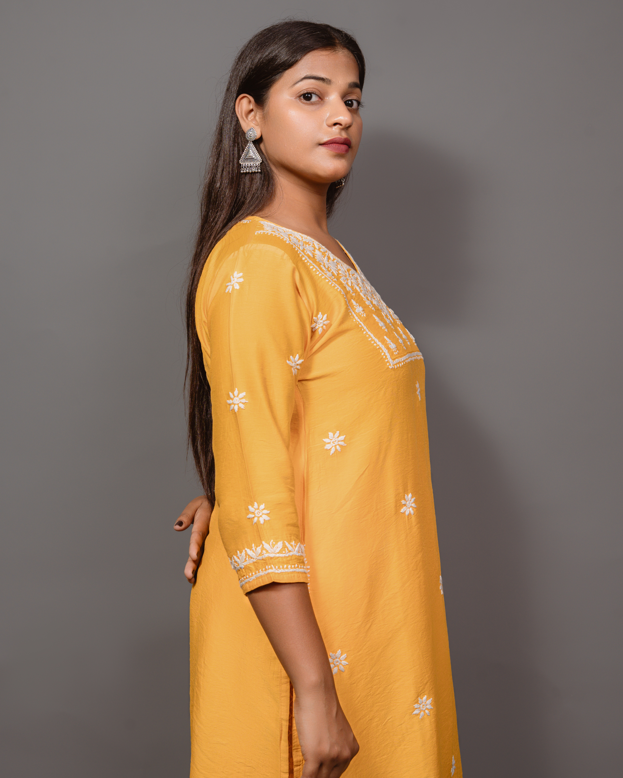 Chanderi Chikankari Solid Women&