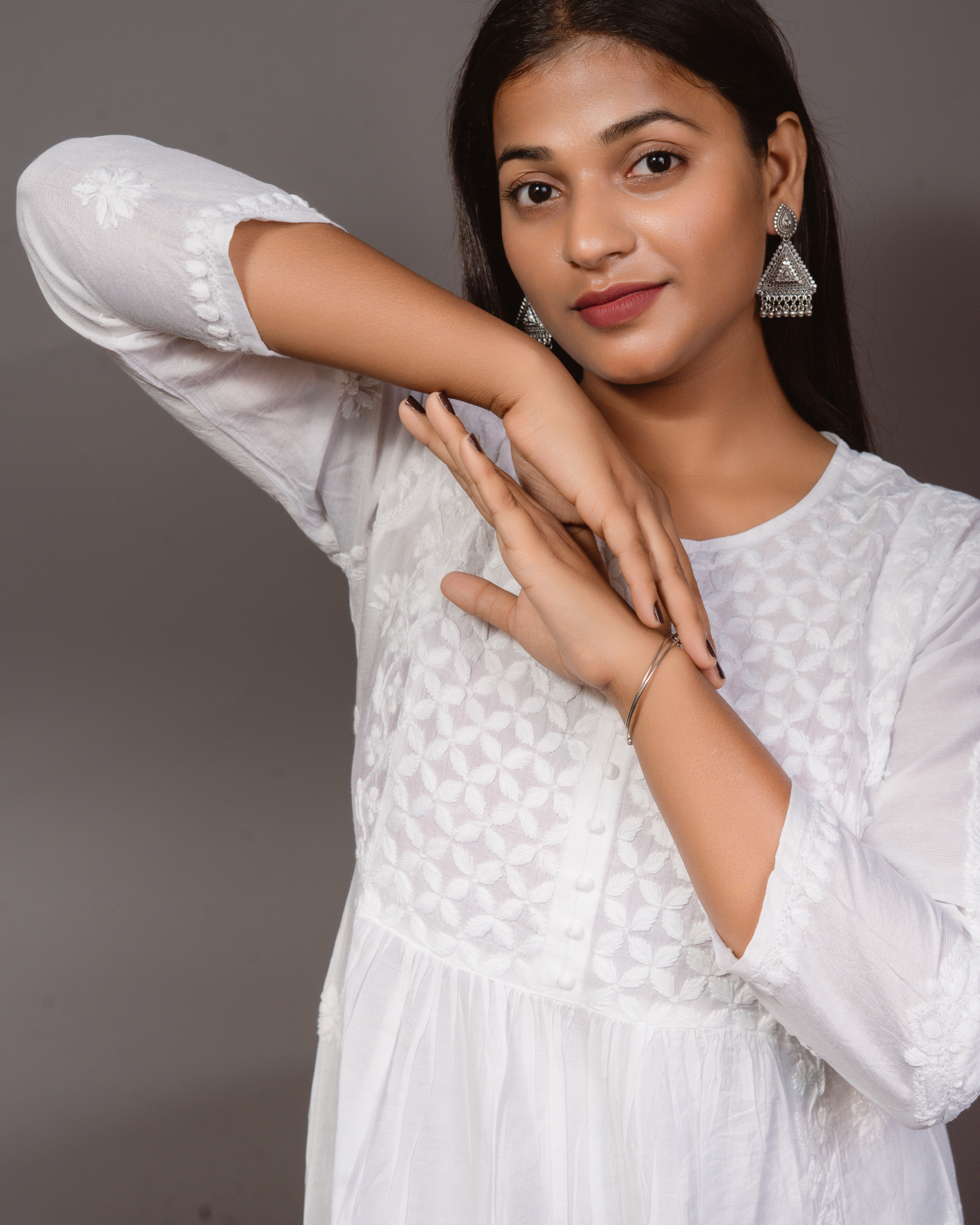 Chanderi Chikankari Solid Women&