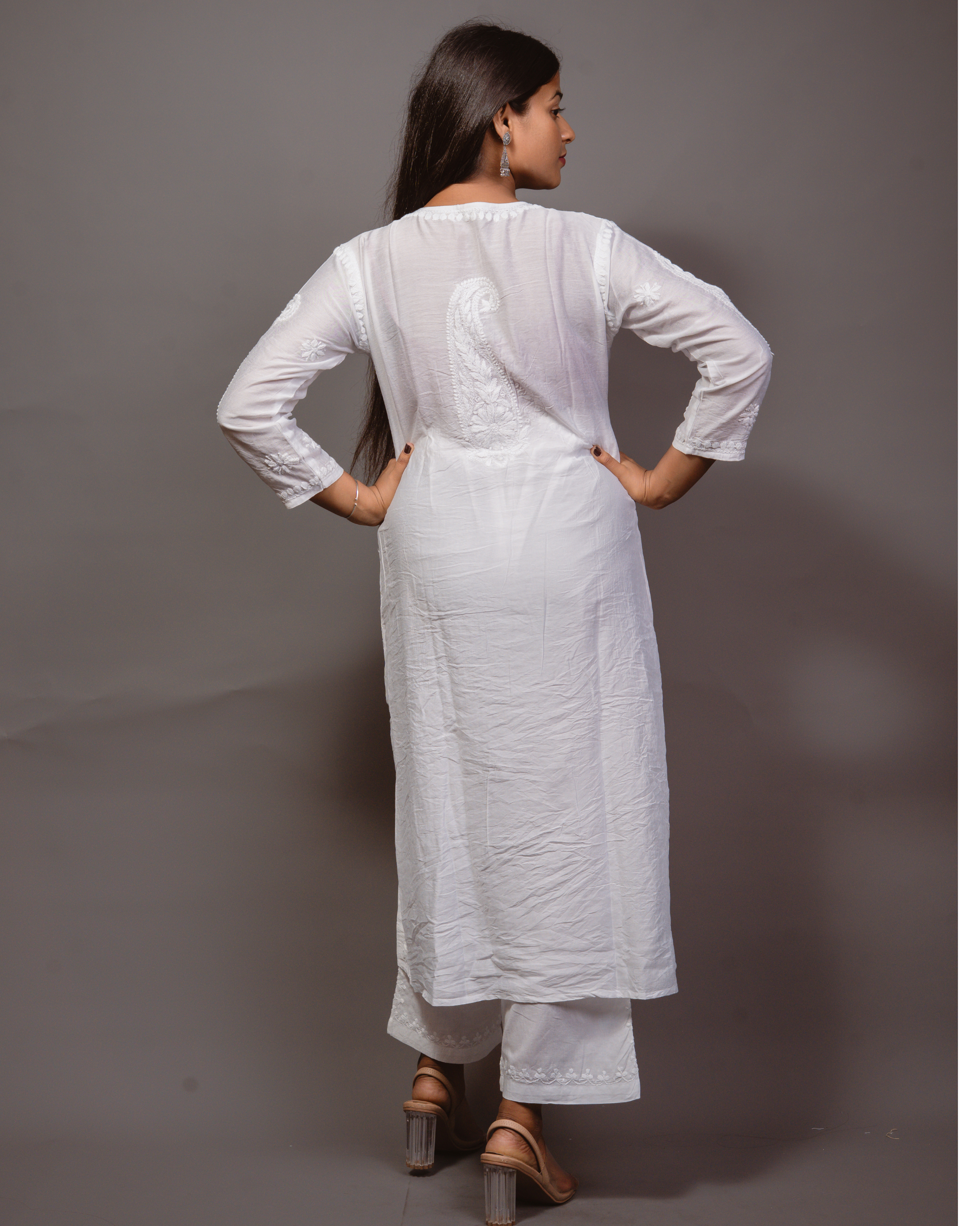 Chanderi Chikankari Solid Women&