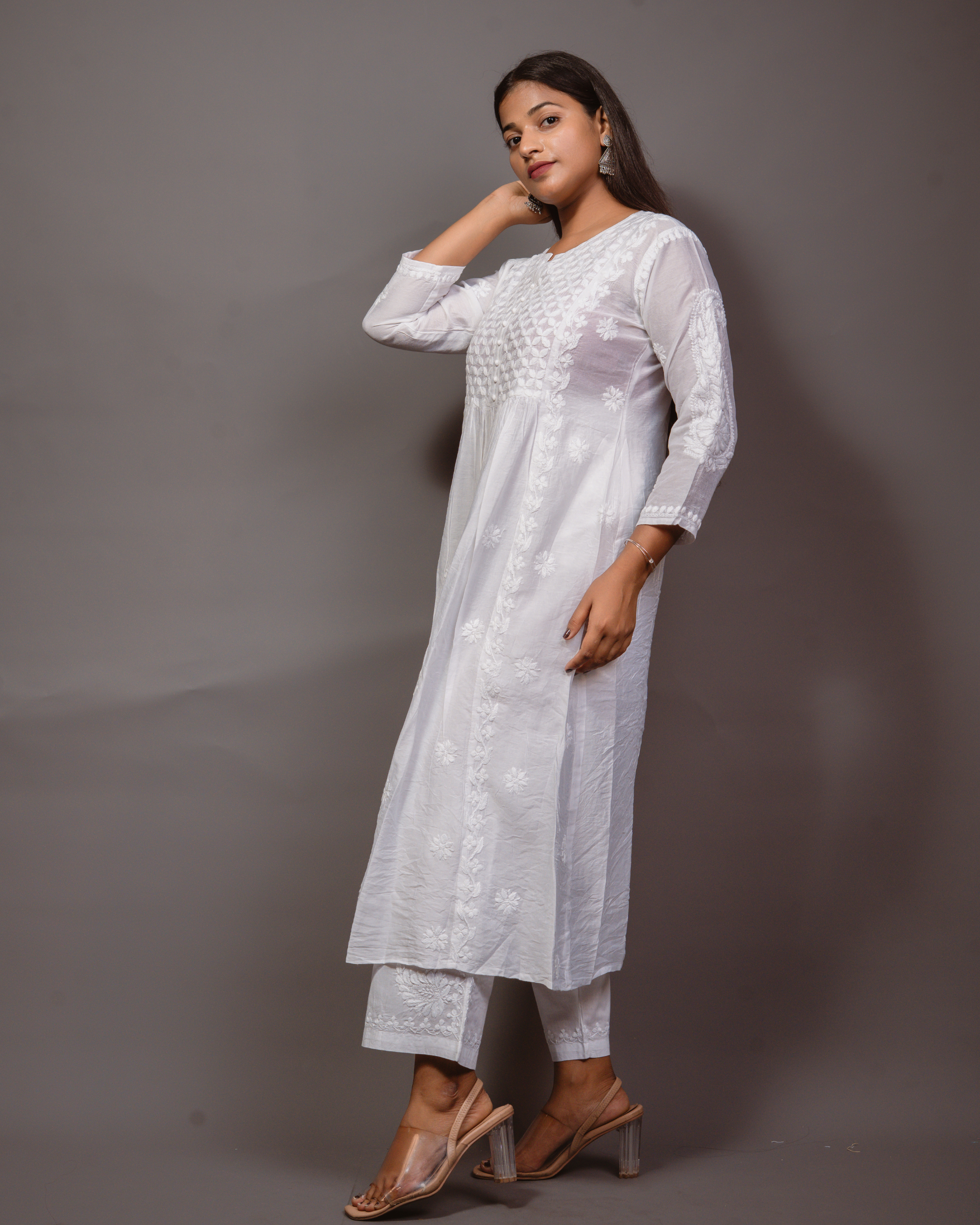 Chanderi Chikankari Solid Women&