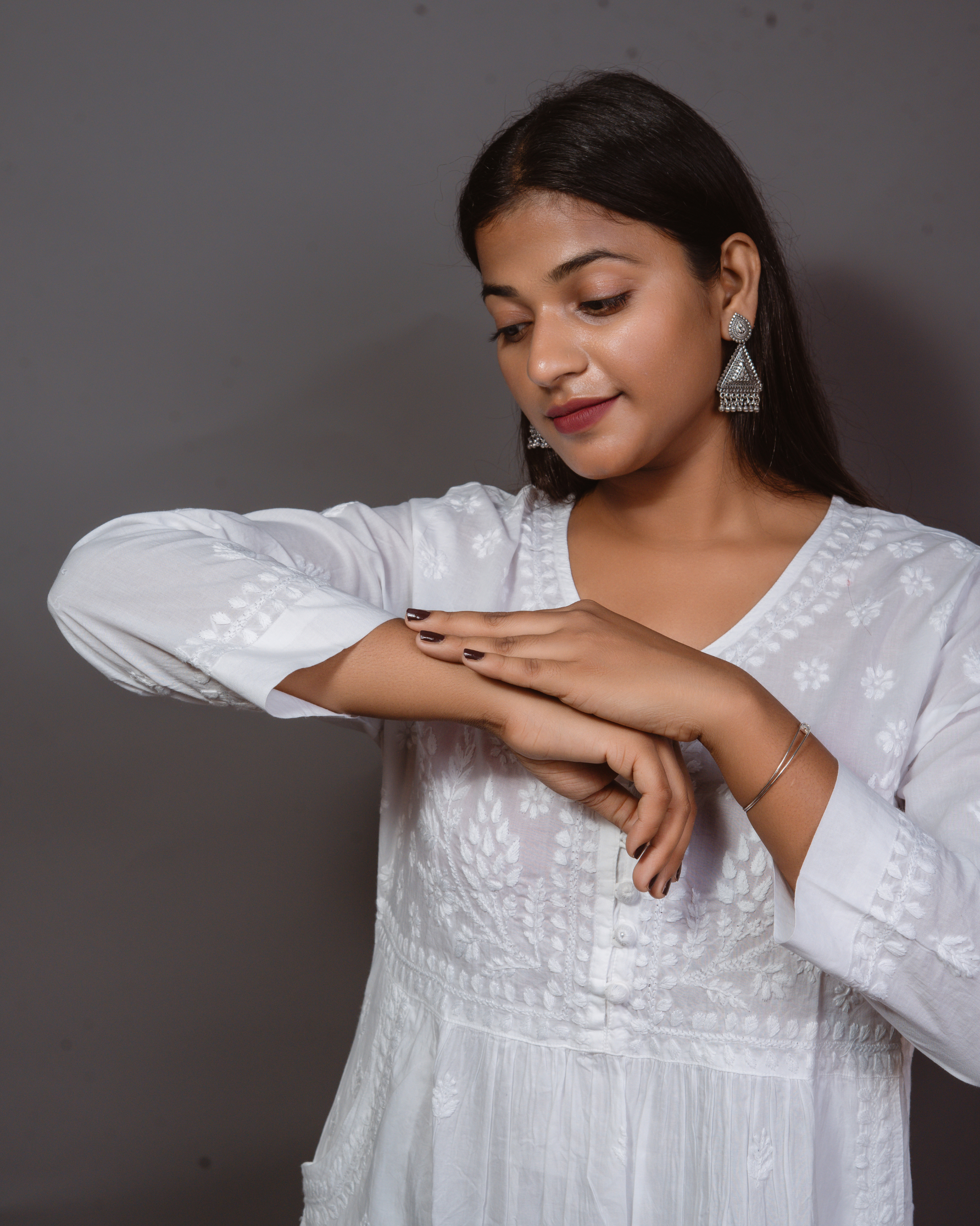 Chikankari Kurta White Pocket - White