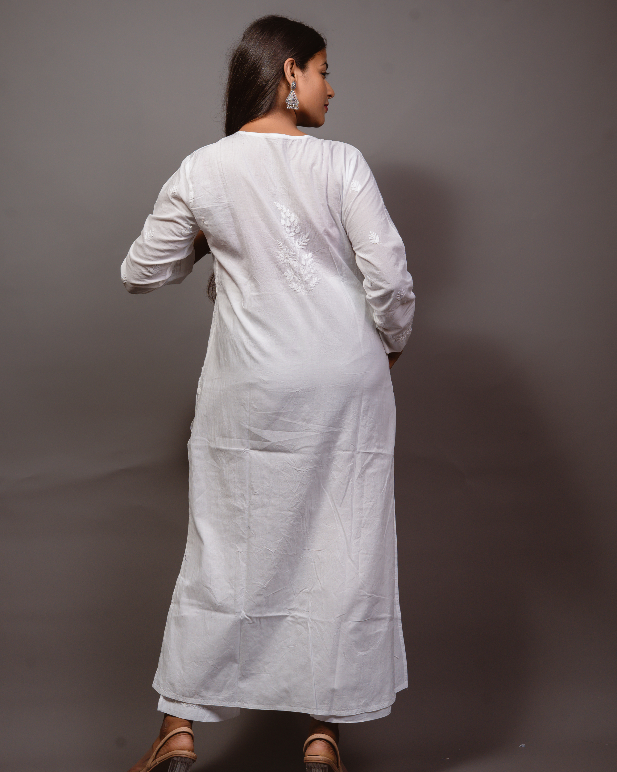 Chikankari Kurta White Pocket - White