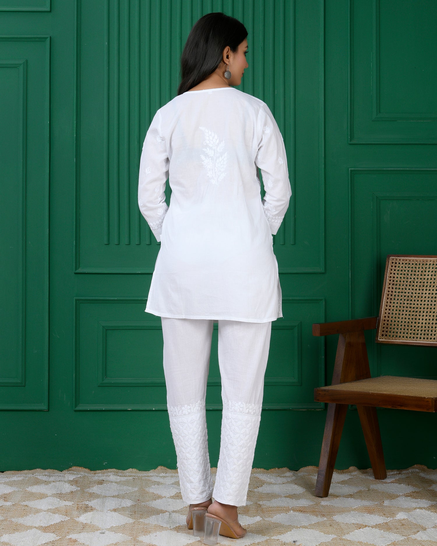 Hand Embroidery Chikankari Tunic for Women - White