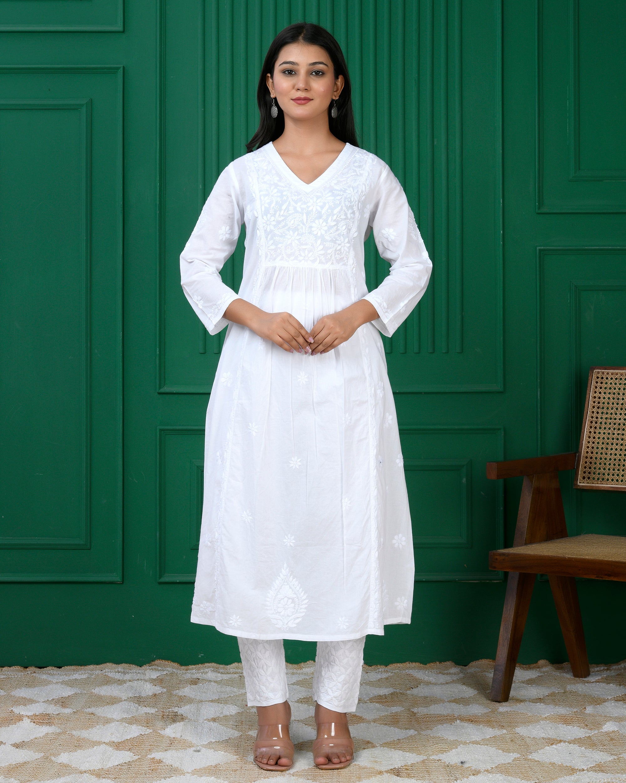 Cotton Chikankari Solid Women&