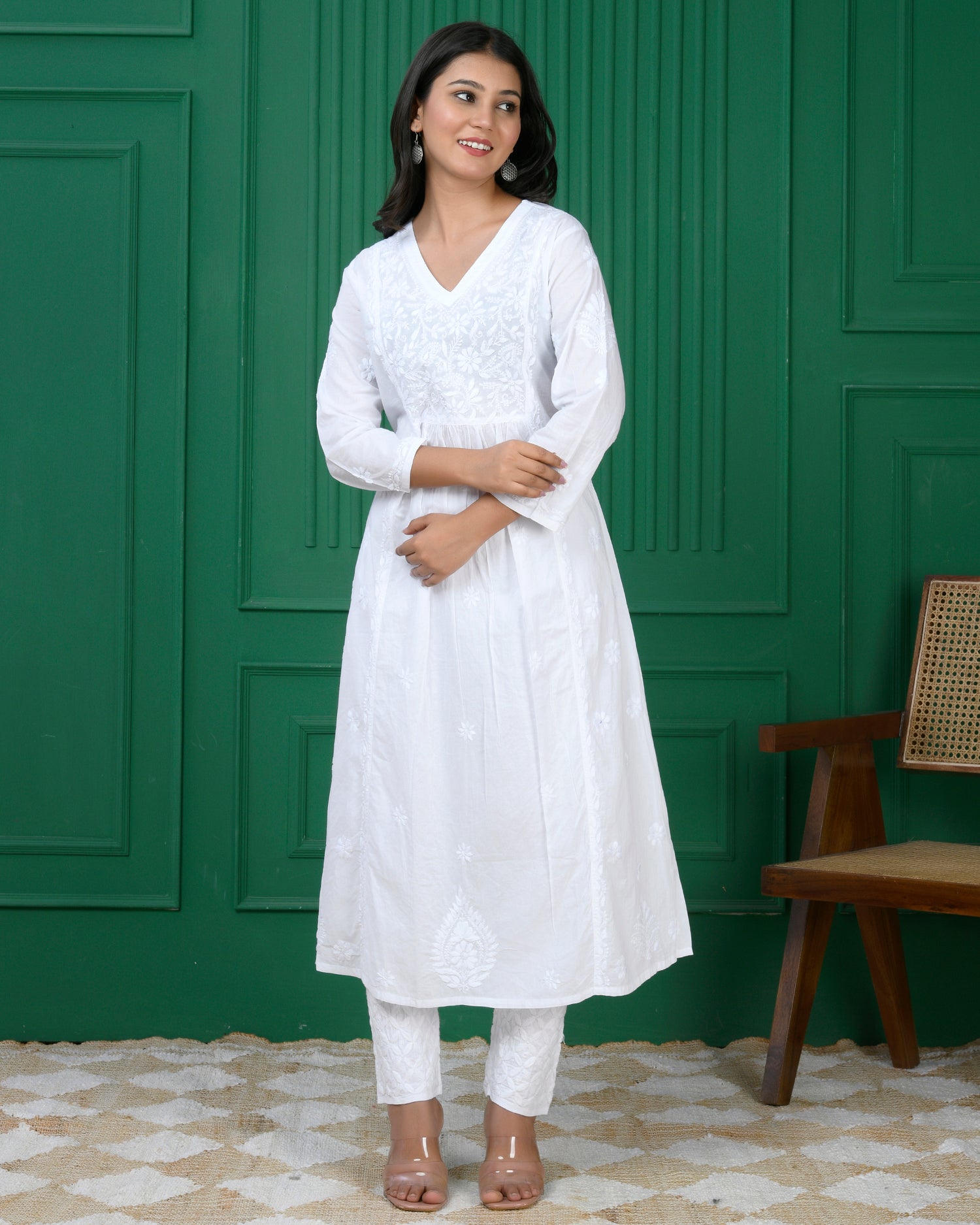 Cotton Chikankari Solid Women&