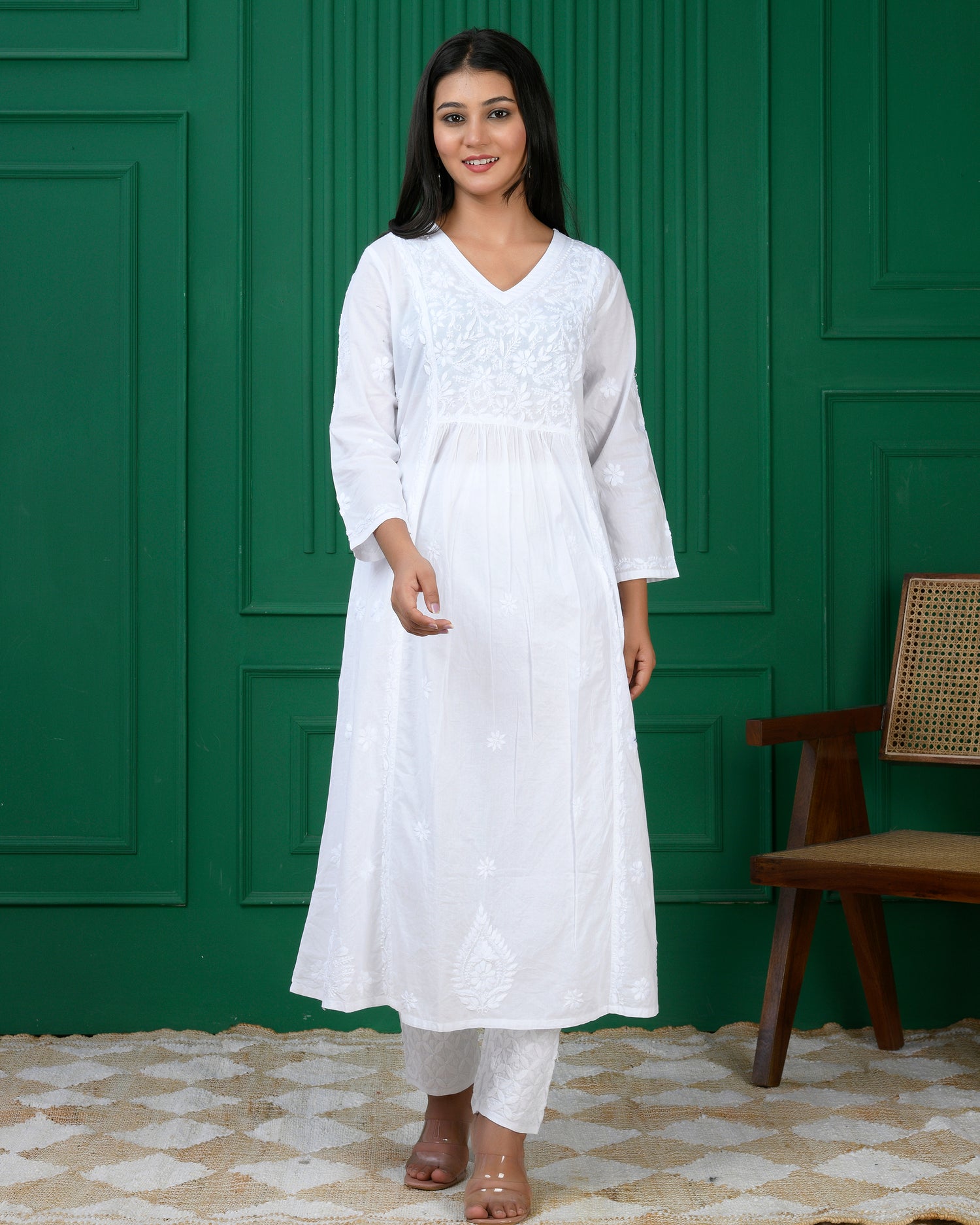 Cotton Chikankari Solid Women&