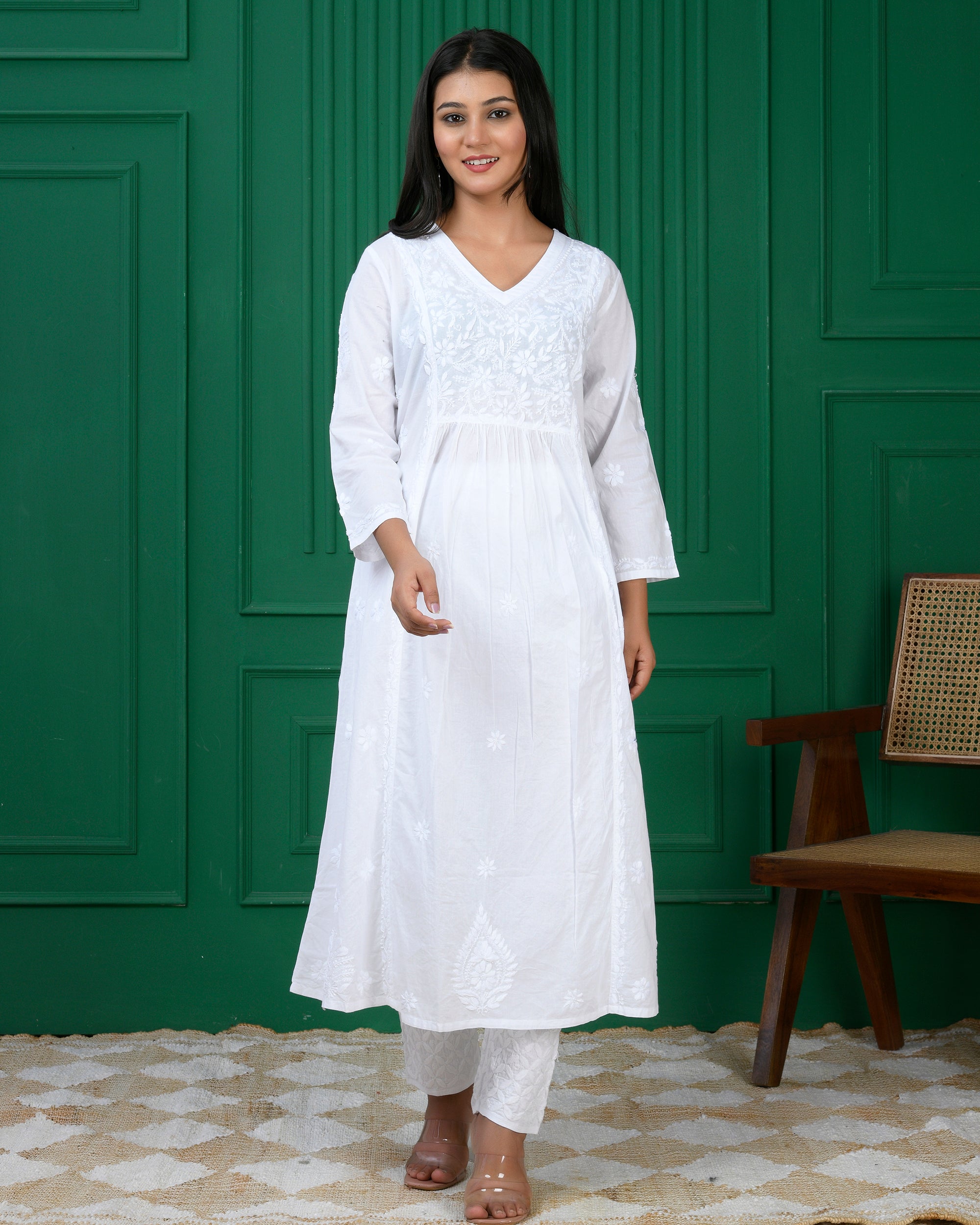 Cotton Chikankari Solid Women&