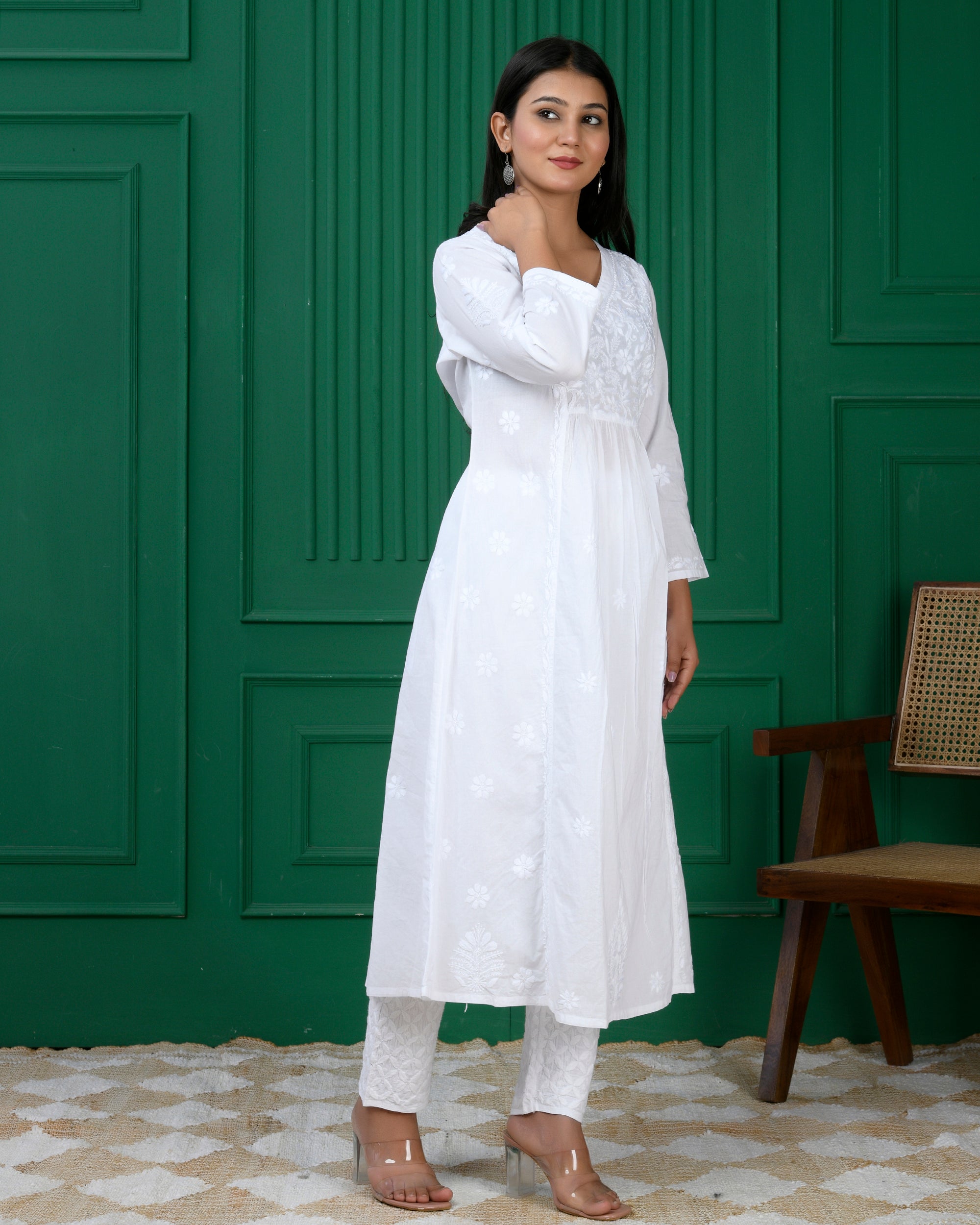 Cotton Chikankari Solid Women&