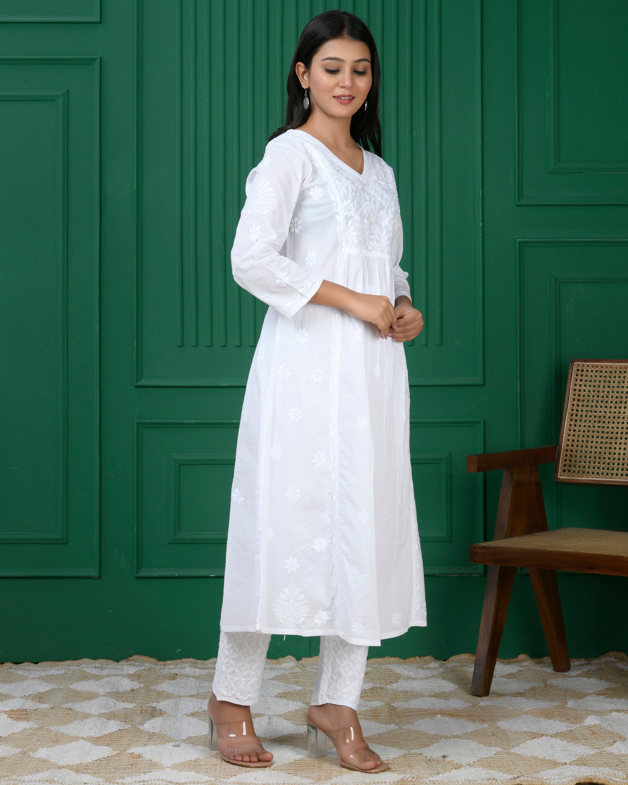 Cotton Chikankari Solid Women&