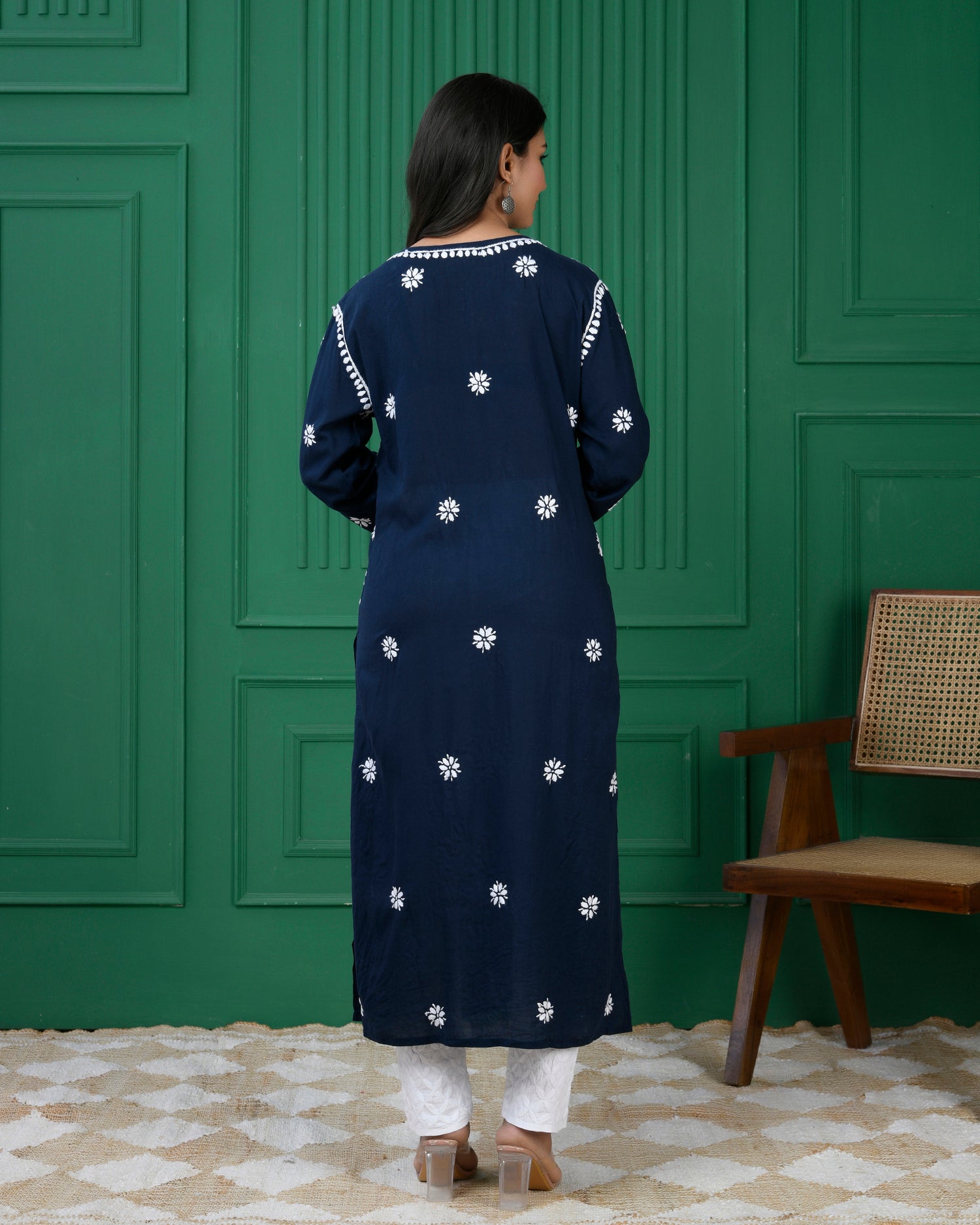 Blue Chikankari Modal Cotton Kurta