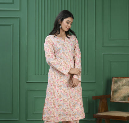 Pure cotton floral print kurti - Baige