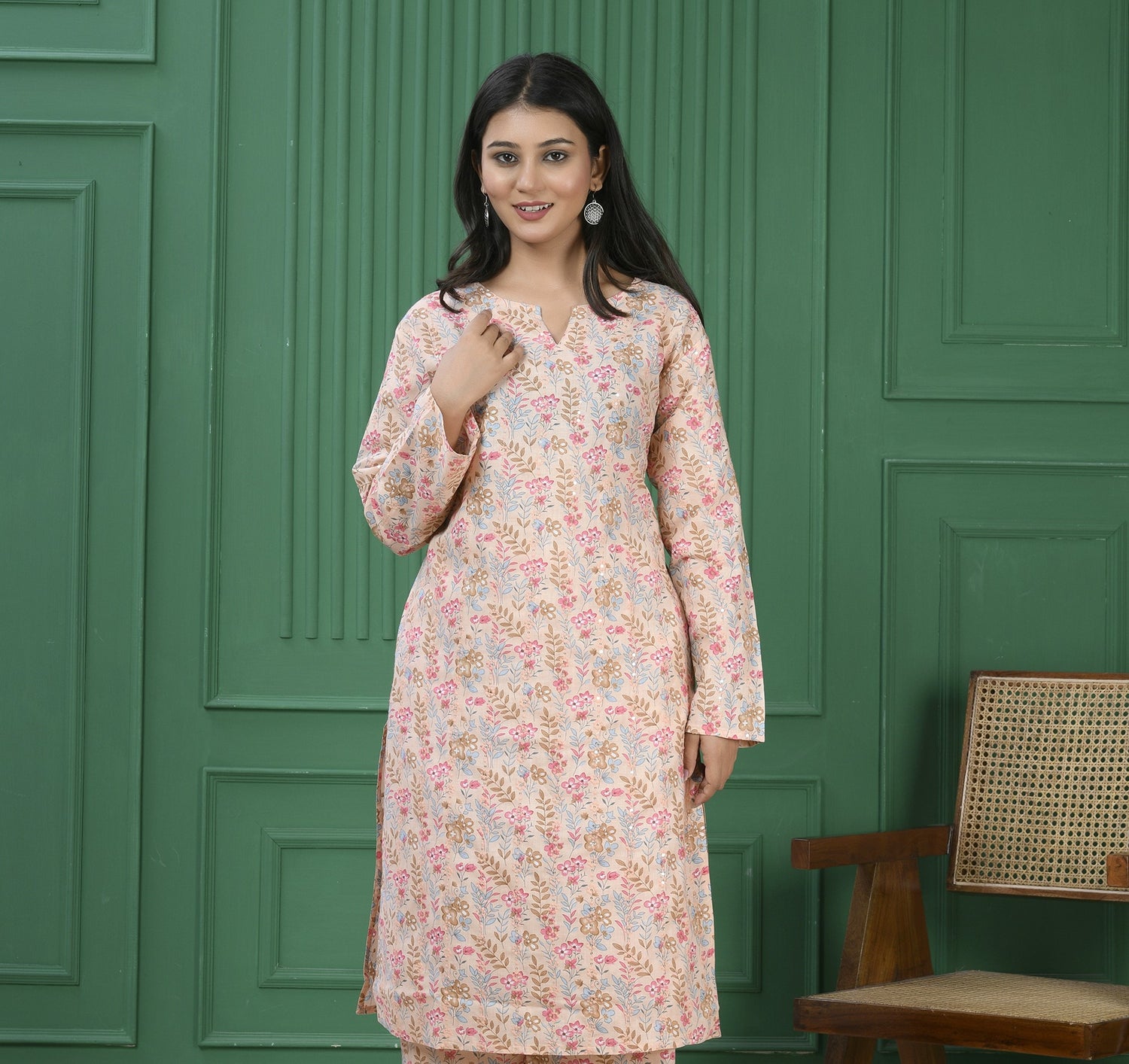 Pure cotton floral print kurti - Baige