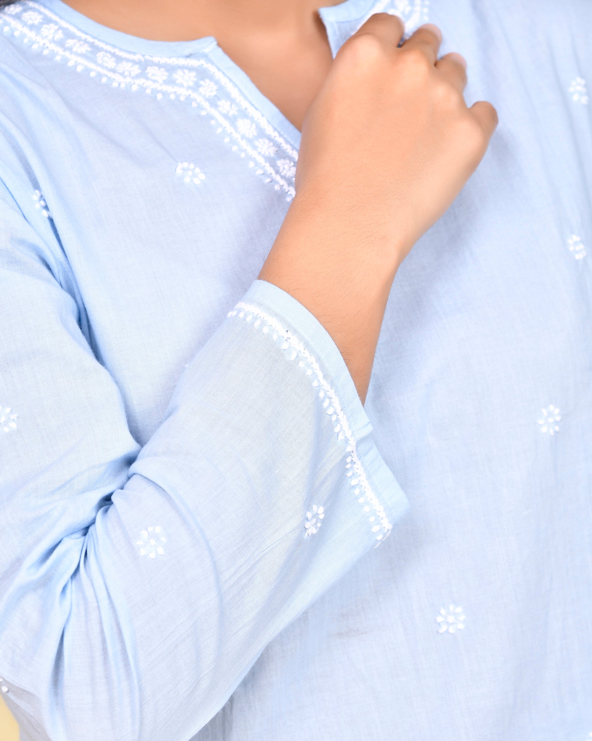 Chikankari CO-ORD Set In for Women In - Light Blue