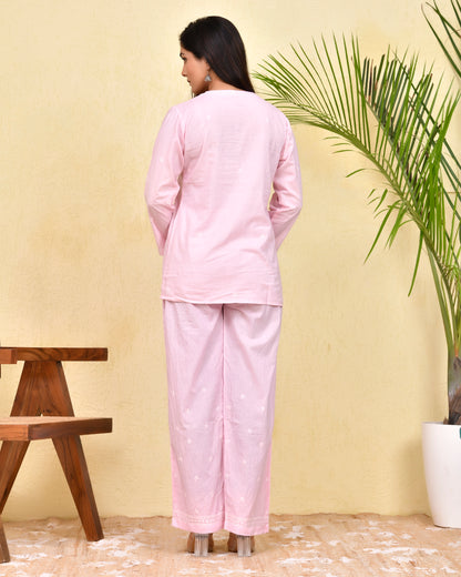 Chikankari CO-ORD Set In for Women In - Pink