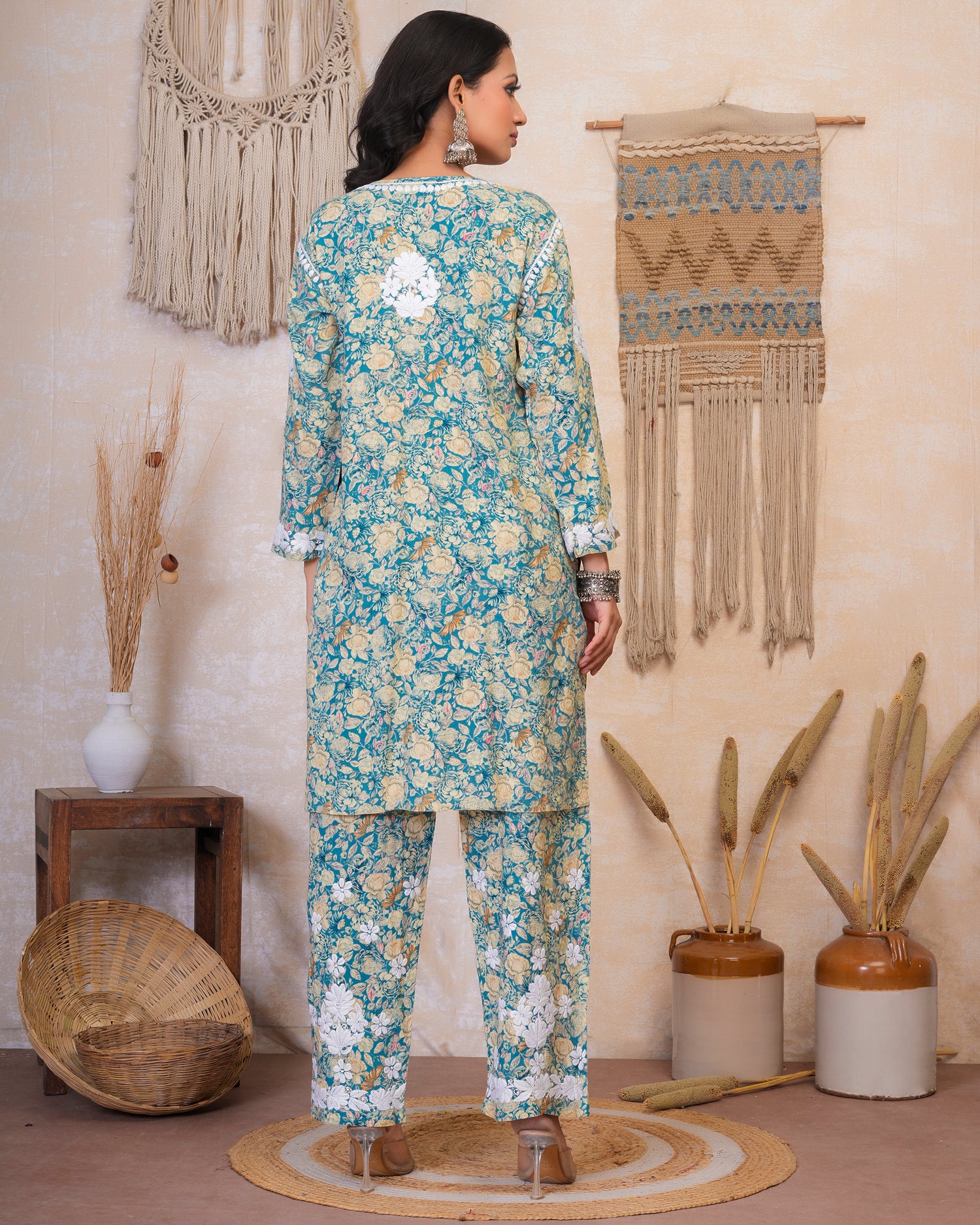 Chikankari Kurta Set in Rayon Cotton