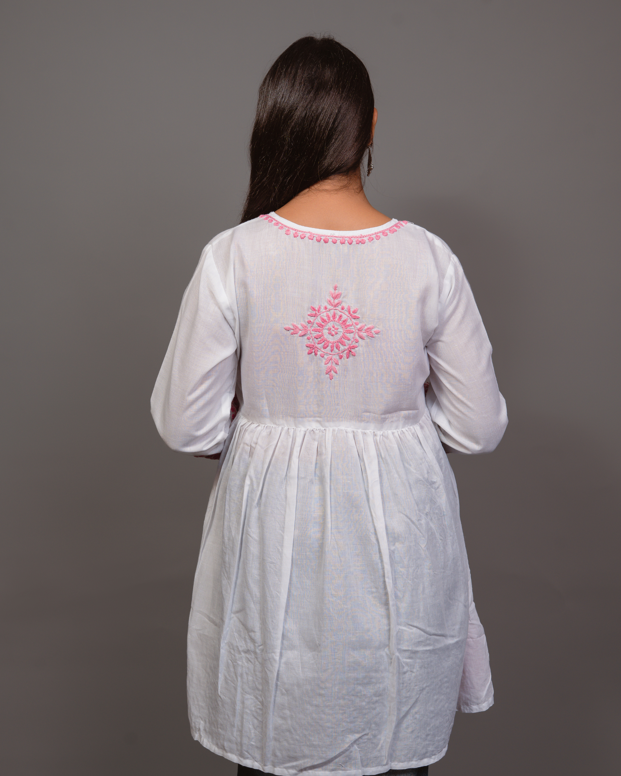 Cotton Chikankari Short Kurta in White