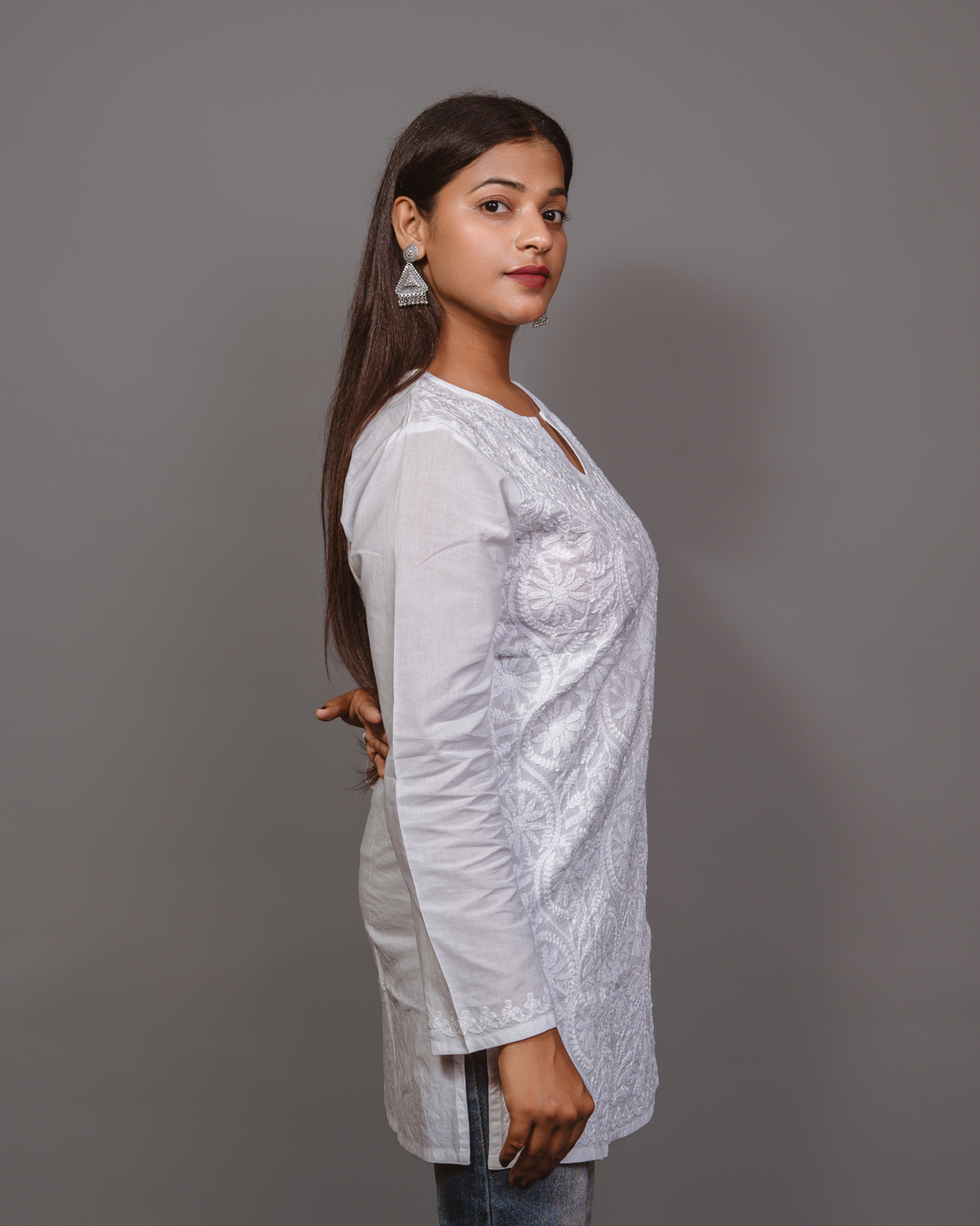 Frant Jal Embroidery Tuniq - White