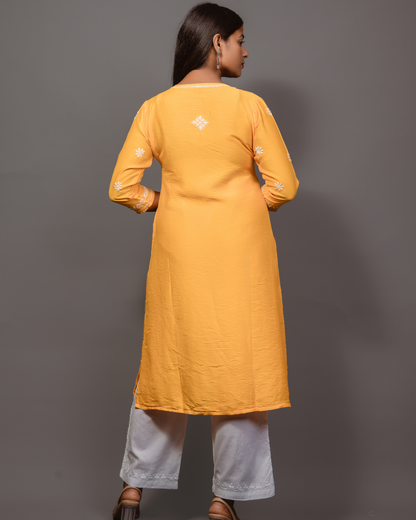 Chanderi Chikankari Solid Women&