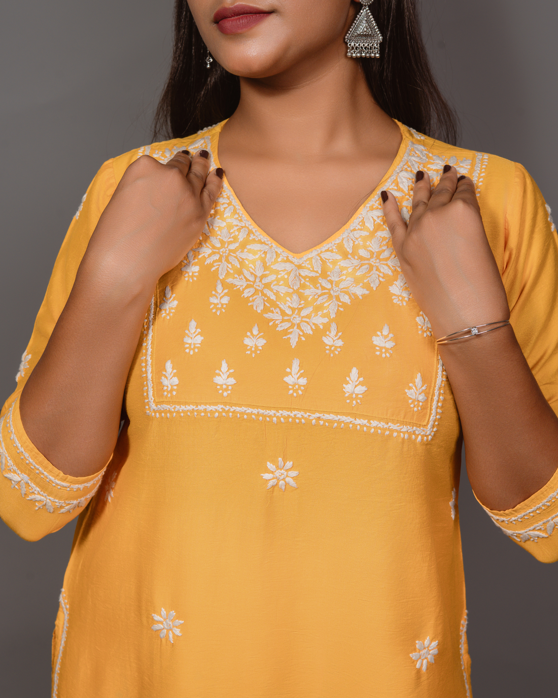 Chanderi Chikankari Solid Women&