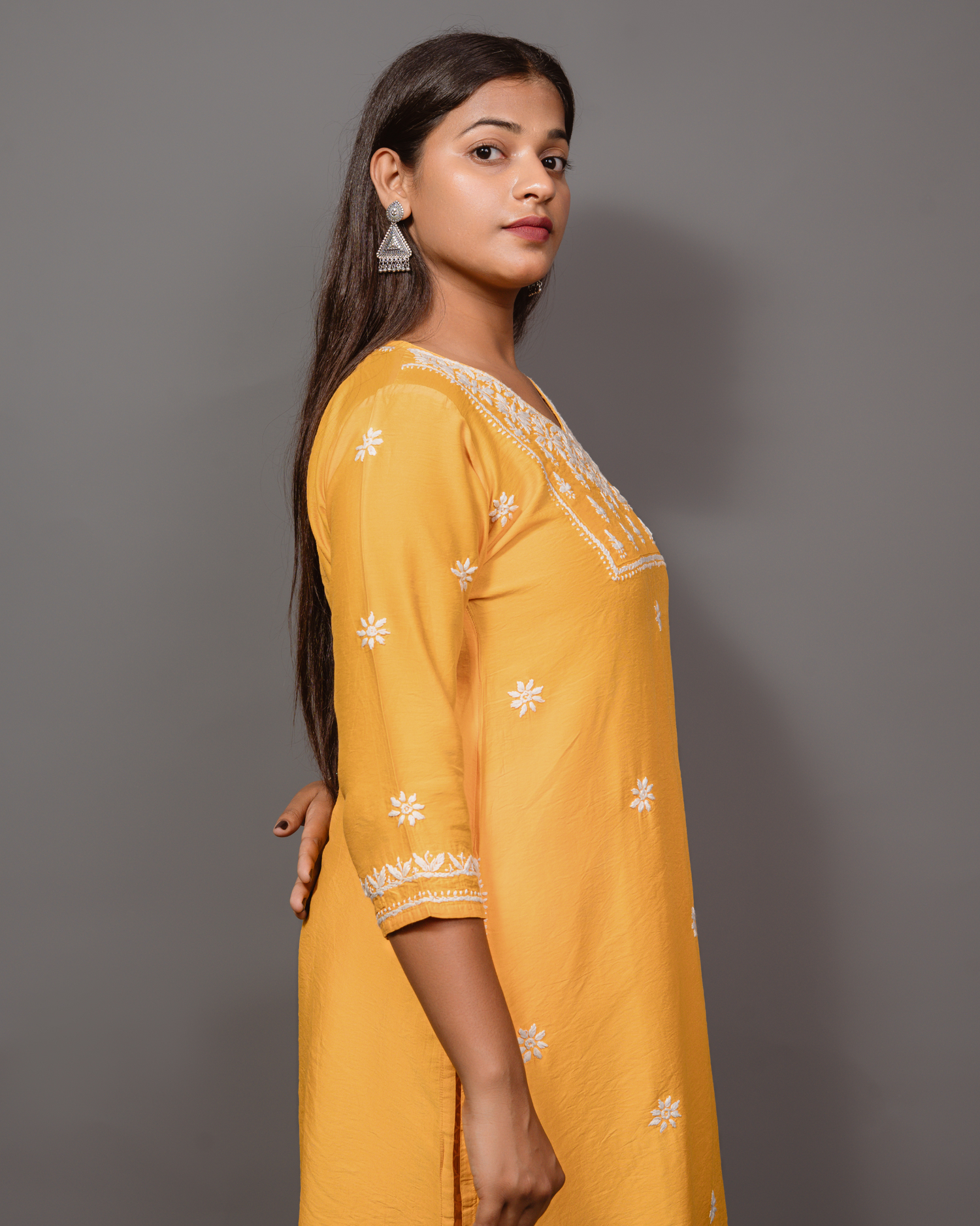 Chanderi Chikankari Solid Women&