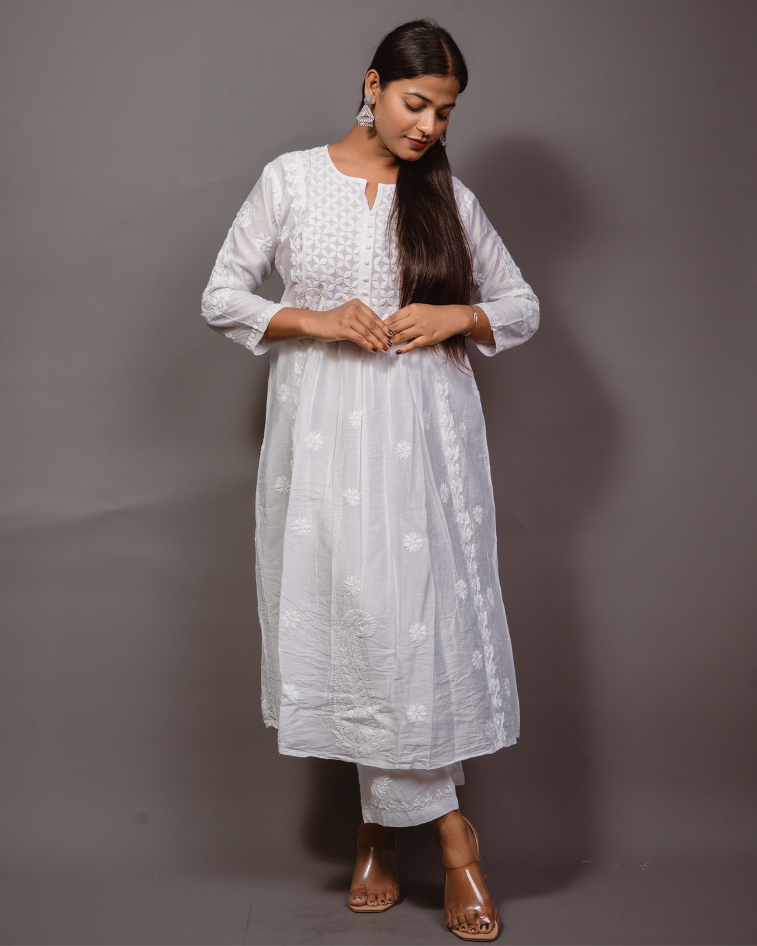 Chanderi Chikankari Solid Women&