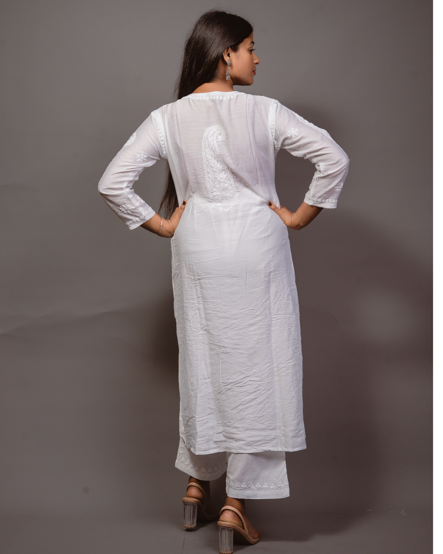 Chanderi Chikankari Solid Women&