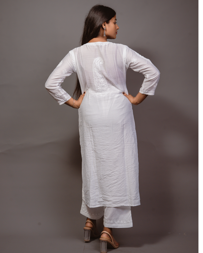 Chanderi Chikankari Solid Women&