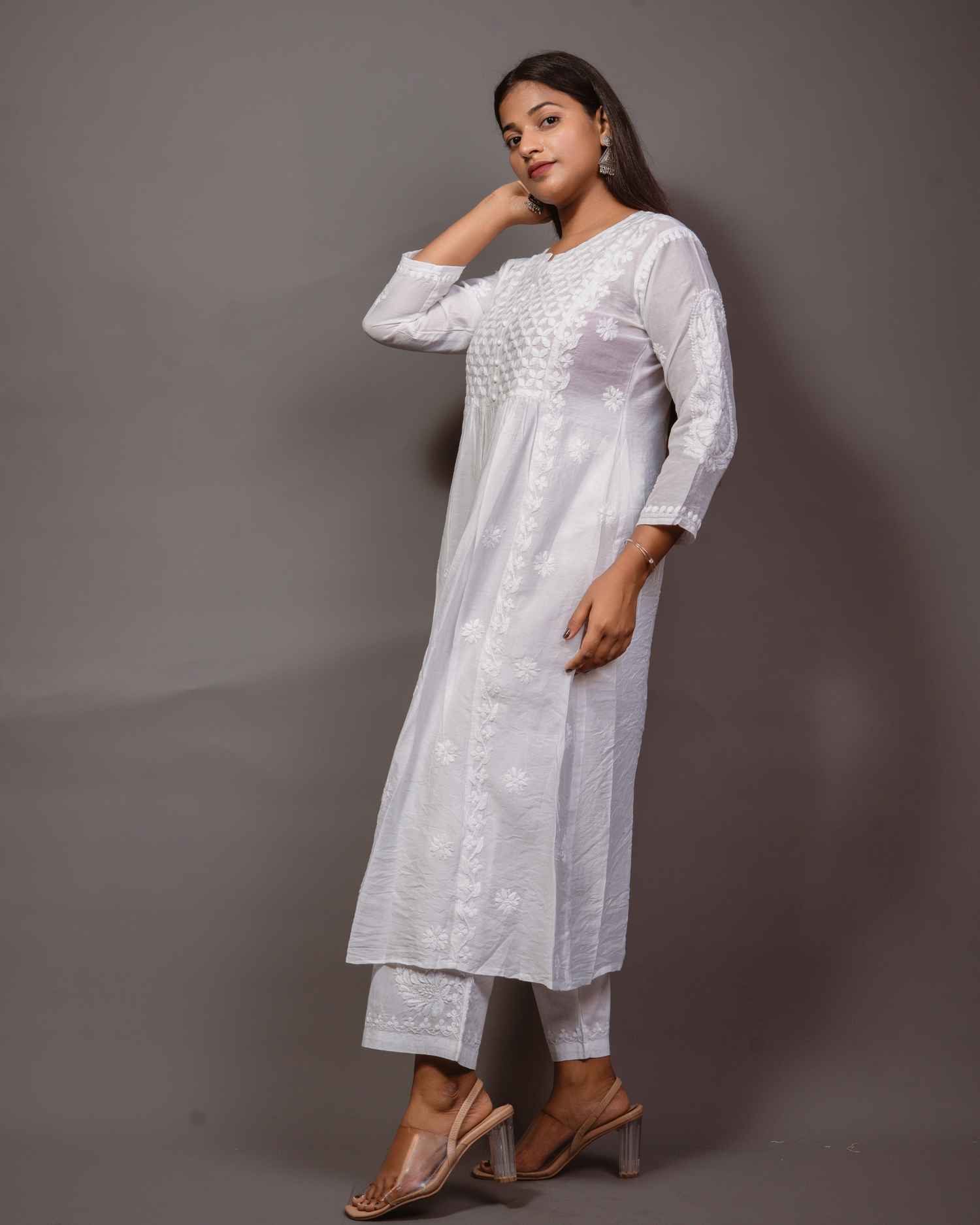 Chanderi Chikankari Solid Women&